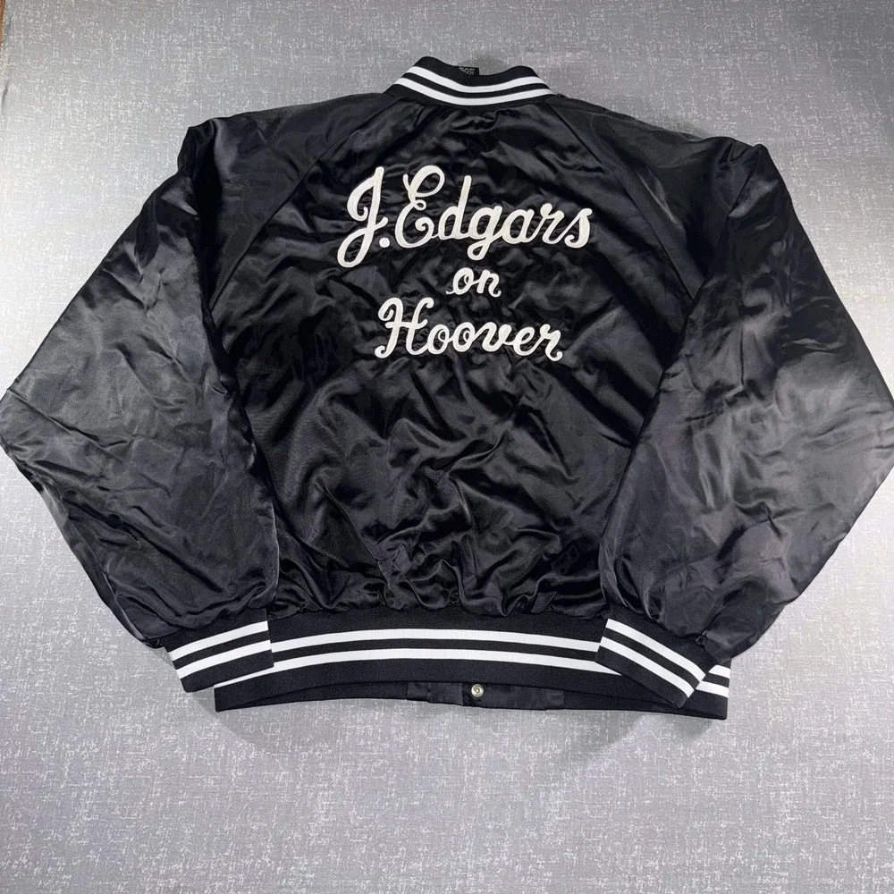 Auburn Sportswear Jacket Mens 2XL Black Satin J Edgars On Hoover Varsity Bomber